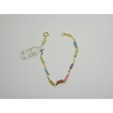 BRACCIALE ORO 18KT 750/°°° GIALLO E CRISTALLI COLORATI PER BIMBA GR.1,7 NEONATO