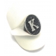ANELLO IN ARGENTO 925 CON ZIRCONI NERI E BIANCHI MOD CHEVALIER SCUDO CON INIZIALE