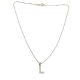 COLLANA GIROCOLLO IN ARGENTO 925 CON CIONDOLO LETTERA "L" CON ZIRCONI