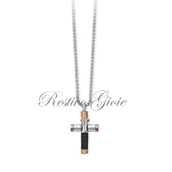 COLLANA 2JEWELS CON CROCE IN ACCIAIO E BRONZO UOMO COD.251599