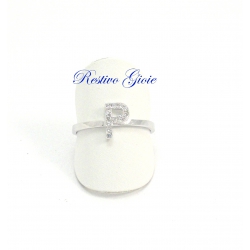 ANELLO APERTO REGOLABILE IN ARGENTO CON LETTERA INIZIALE "P" CON ZIRCONI