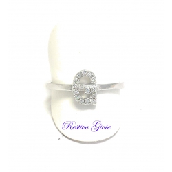 ANELLO APERTO REGOLABILE IN ARGENTO CON LETTERA INIZIALE "G" CON ZIRCONI