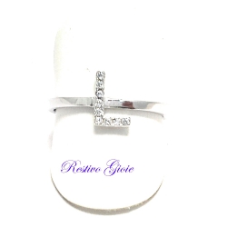 ANELLO APERTO REGOLABILE IN ARGENTO CON LETTERA INIZIALE "L" CON ZIRCONI