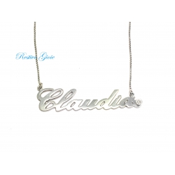 COLLANA GIROCOLLO IN ARGENTO 925 CON NOME "CLAUDIA" E ZIRCONE COD.GRAG109