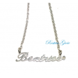 COLLANA GIROCOLLO IN ARGENTO 925 CON NOME "BEATRICE" E ZIRCONE COD.GRG109M