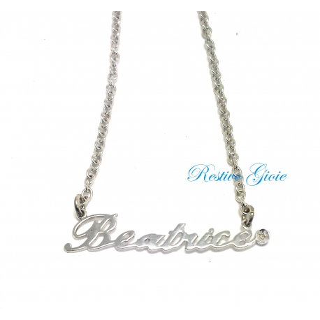 COLLANA GIROCOLLO IN ARGENTO 925 CON NOME "BEATRICE" E ZIRCONE COD.GRG109M