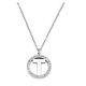COLLANA GIROCOLLO IN ACCIAIO CON CIONDOLO LETTERA INIZIALE "T" E ZIRCONI