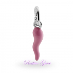 CIONDOLO CORNO PORTAFORTUNA CORNETTO SMALTATO ROSA REF.13244