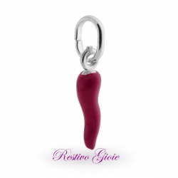 CIONDOLO CORNO PORTAFORTUNA CORNETTO SMALTATO FUCSIA REF.13245