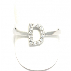 ANELLO APERTO REGOLABILE IN ARGENTO CON LETTERA INIZIALE "D" CON ZIRCONI