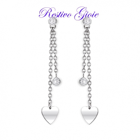 ORECCHINI PENDENTI DONNA 2JEWELS IN ACCIAIO CON CUORI E CRISTALLI REF.261244