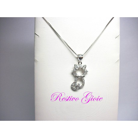 COLLANA IN ARGENTO CON CIONDOLO COD 100418 GATTINO