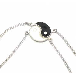 BRACCIALE IN ARGENTO 925 CON DOPPIA CATENA CON CENTRALE YNG & YANG DA SPEZZARE