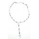 COLLANA IN ARGENTO TIPO ROSARIO CON PALLINE BLU E ACCIAIO CON CROCE COD.1184526