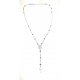 COLLANA IN ARGENTO TIPO ROSARIO CON PALLINE BLU E ACCIAIO CON CROCE COD.1184526