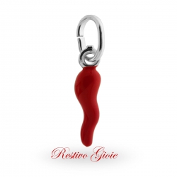 CIONDOLO CORNO PORTAFORTUNA CORNETTO SMALTATO ROSSO REF.13100