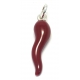 CIONDOLO CORNO PORTAFORTUNA CORNETTO SMALTATO ROSSO CORALLO REF.13101