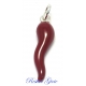 CIONDOLO CORNO PORTAFORTUNA CORNETTO SMALTATO ROSSO CORALLO REF.13101