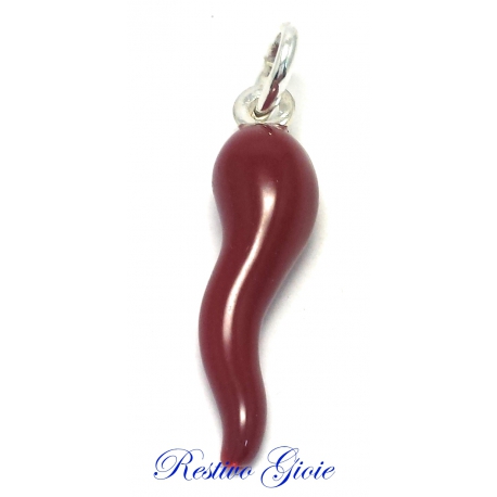 CIONDOLO CORNO PORTAFORTUNA CORNETTO SMALTATO ROSSO CORALLO REF.13101
