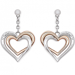 ORECCHINI IN ACCIAIO PENDENTI 2JEWELS CON CUORI MODELLO YOU AND I REF.261243