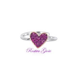 ANELLO APERTO IN ARGENTO ROSATO CON RUBINI SINTETICI 523130