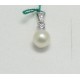 CIONDOLO PENDENTE IN ORO BIANCO 18Kt 750/°°° PERLA ACQUA DOLCE E ZIRCONI GR 1,8