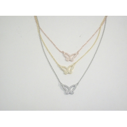 COLLANA DONNA A TRE FILI IN ARGENTO CON FARFALLE CENTRALI REF.1040036