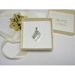 CIONDOLO PENDENTE IN ORO BIANCO 18KT 750/°°° A TRAMA APERTA GR 1,0 DONNA