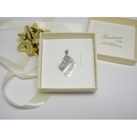 CIONDOLO PENDENTE IN ORO BIANCO 18KT 750/°°° A TRAMA APERTA GR 1,0 DONNA