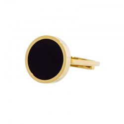 Anello aperto Marlù dorato con acrilico nero ref. 2AN0033G-S
