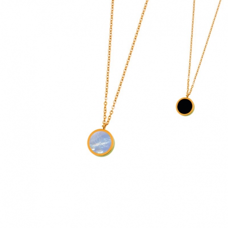 Collana Marlù acciaio dorato con ciondolo in acrilico e madreperla ref. 2CN0044G