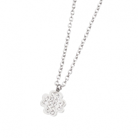 Collana Marlù in acciaio con quadrifoglio ref. 18CN042