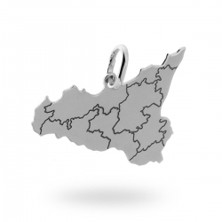 Ciondolo Sicilia in argento 925 lucido con province incise ref.15161