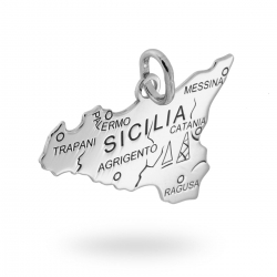 Ciondolo Sicilia in argento 925 lucido con incise Città e Regione ref.14916