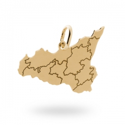 Ciondolo Sicilia in argento dorato con province incise ref. 17368