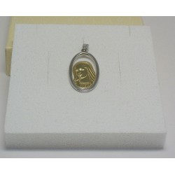 CIONDOLO PENDENTE MEDAGLIA IN ORO GIALLO E BIANCO 18KT 750/°°° MADONNA GR.2,5