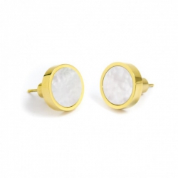 Orecchini donna Marlù in acciaio dorato con madreperla ref. 2OR0042GW