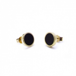 Orecchini donna Marlù in acciaio dorato con acrilico nero ref. 2OR0042GN