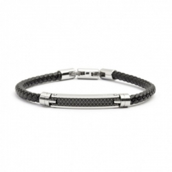 Bracciale Marlù uomo in pelle e acciaio ref. 4BR1809N