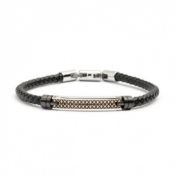 Bracciale Marlù uomo in pelle e acciaio ref. 4BR1809NR