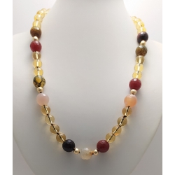 Collana donna con pietre dure di topazio citrino e agata colorata sfaccettata