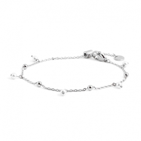 Bracciale donna Marlù in acciaio silver con sfere e perle pendenti 2BR0071W
