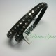 BRACCIALE IN PELLE NERO CON STRASS BIANCHI