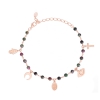 Bracciale rosario in argento rosato con pietre e ciondoli ref. 533324