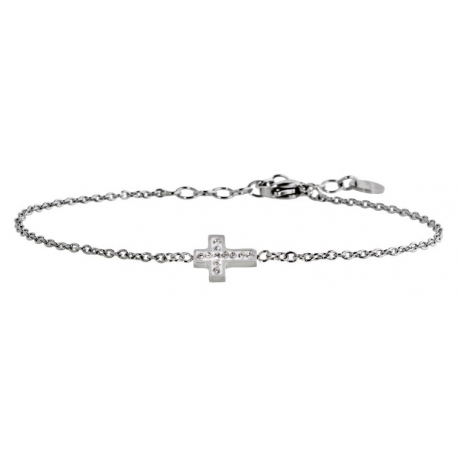 Bracciale in acciaio Marlù con croce ref. 18BR084
