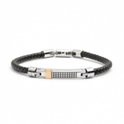 Bracciale Marlù uomo in pelle e acciaio ref. 4BR1809N