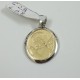 CIONDOLO PENDENTE MEDAGLIA IN ORO BIANCO E GIALLO 18Kt SOGGETTO ANGELO GR. 2,9