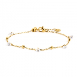 Bracciale Marlù in acciaio gold e cristalli bianchi ref. 2BR0061GW