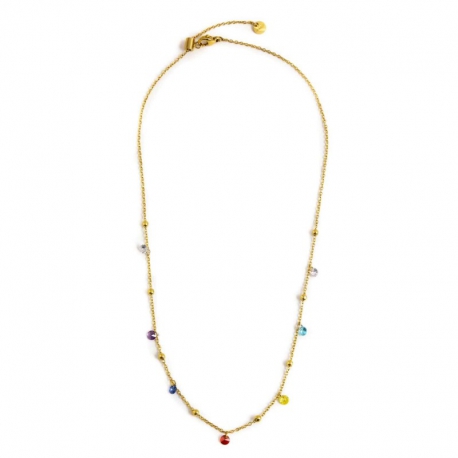 Collana Marlù in acciaio gold con cristalli colorati ref.2CO0064GRGB
