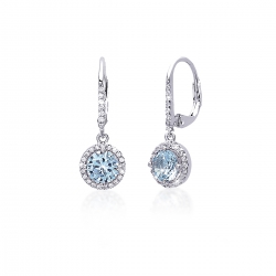 Orecchini a monachella in argento con pietra color acquamarina e zirconi ref. 563190